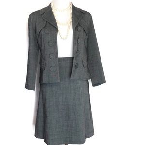 Worth Wool Mohair Blend Lined Skirt Suit Gray 10